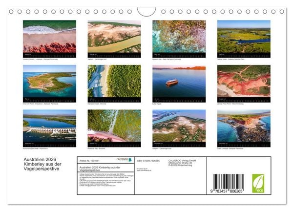 Produktbild: Australien 2026 Kimberley aus der Vogelperspektive (Wandkalender 2026 DIN A4 quer), CALVENDO Monatskalender