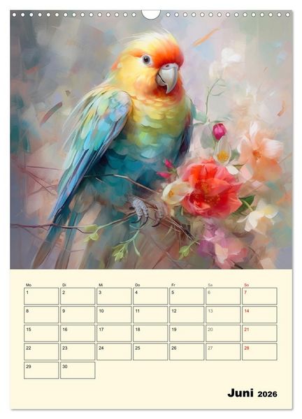 Produktbild: Bunte V&ouml;gel. Bezaubernde Papageien-Aquarelle (Wandkalender 2026 DIN A3 hoch), CALVENDO Monatskalender