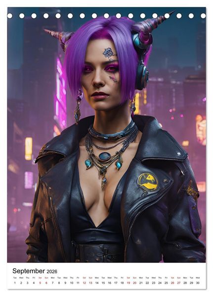 Produktbild: The Witches of Cyberpunk City (Desk Calendar 2026 DIN A5 portrait), CALVENDO 12 Month DeskCalendar