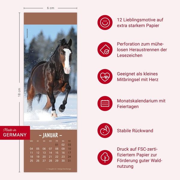 Produktbild: Pferde Lesezeichen & Kalender 2027