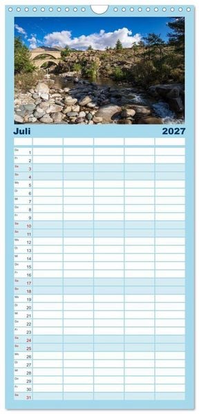 Produktbild: Familienplaner 2027 - Korsika Wild und Frei mit 5 Spalten (Wandkalender, 21 x 45 cm) CALVENDO