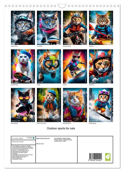 Produktbild: Outdoor sports for cats (Wall Calendar 2026 DIN A3 portrait), CALVENDO 12 Month Wall Calendar