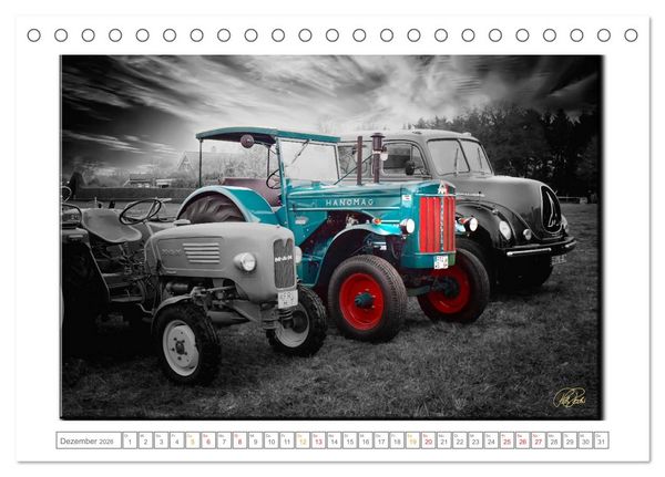 Produktbild: Oldtimer - nostalgische Traktoren und Lastwagen (Tischkalender 2026 DIN A5 quer), CALVENDO Monatskalender