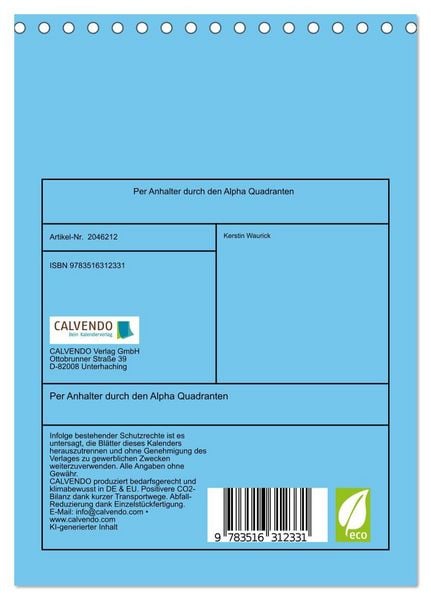 Produktbild: Per Anhalter durch den Alpha Quadranten (Tischkalender 2026 DIN A5 hoch), CALVENDO Monatskalender