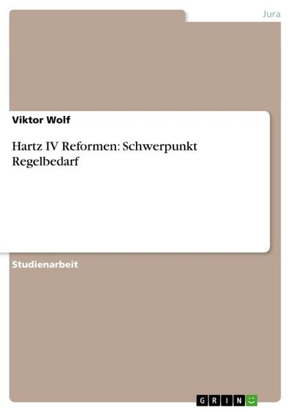 Produktbild: Hartz IV Reformen: Schwerpunkt Regelbedarf
