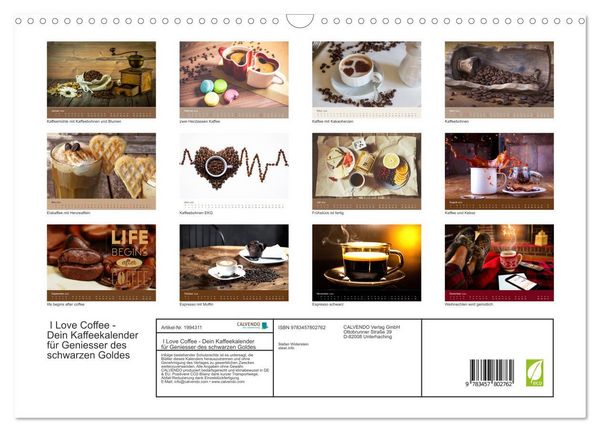 Produktbild: I Love Coffee - Dein Kaffeekalender f&uuml;r Geniesser des schwarzen Goldes (Wandkalender 2026 DIN A3 quer), CALVENDO Monatskalender