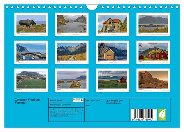 Produktbild: Zwischen Fjord und Flamme (Wandkalender 2026 DIN A4 quer), CALVENDO Monatskalender