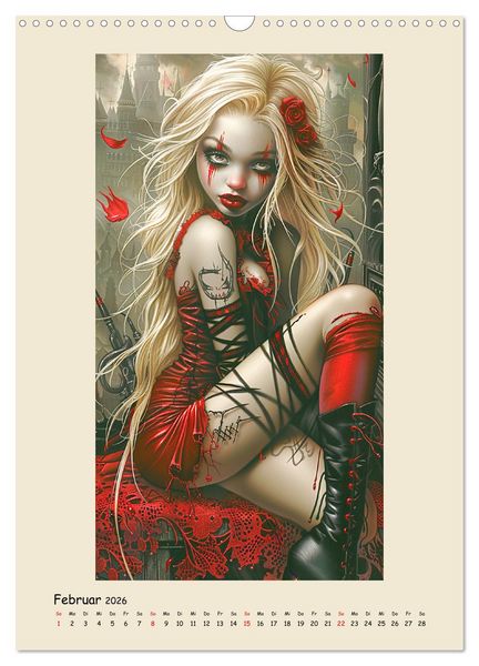 Produktbild: Gothic-Girls. Bizzare Comic-Art (Wandkalender 2026 DIN A3 hoch), CALVENDO Monatskalender
