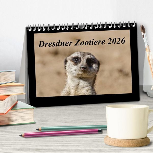 Produktbild: Dresdner Zootiere 2026 (Tischkalender 2026 DIN A5 quer), CALVENDO Monatskalender