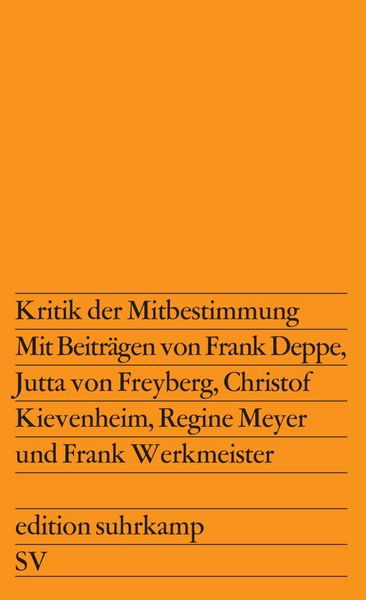 Produktbild: Kritik der Mitbestimmung