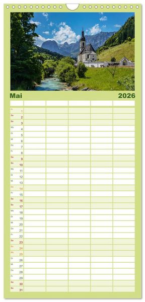Produktbild: Familienplaner 2026 - Bayern - Seen, Berge, Landschaft mit 5 Spalten (Wandkalender, 21 x 45 cm) CALVENDO