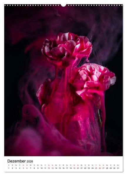 Produktbild: Spiel der Farben - Bl&uuml;ten unter Wasser mit Acrylfarben (Wandkalender 2026 DIN A2 hoch), CALVENDO Monatskalender