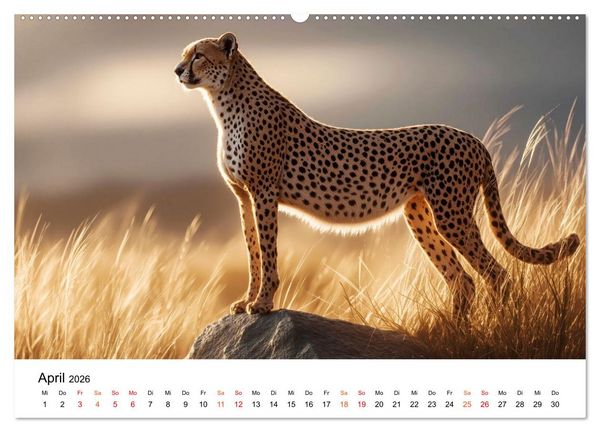 Produktbild: Geparden - Eleganz auf vier Pfoten (hochwertiger Premium Wandkalender 2026 DIN A2 quer), Kunstdruck in Hochglanz