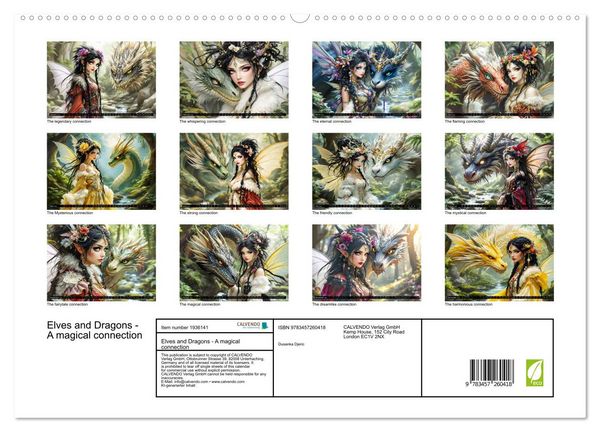 Produktbild: Elves and Dragons - A magical connection (High Quality Premium Wall Calendar 2026 DIN A2 landscape),CALVENDO 12 Month Wall Calendar