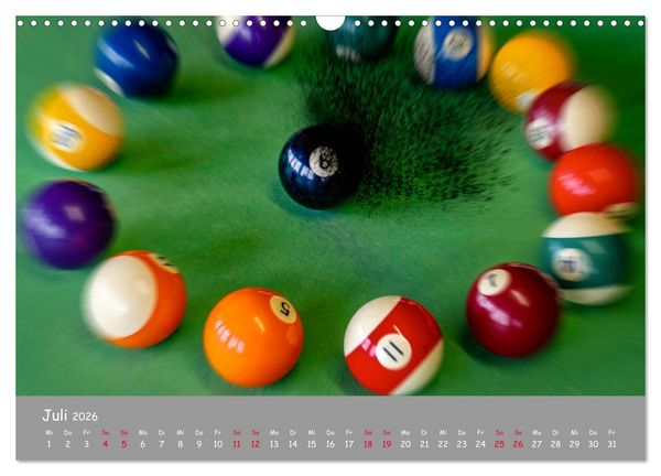 Produktbild: Freizeit Billard - Queue, Kugeln, Kreide und Tisch (Wandkalender 2026 DIN A3 quer), CALVENDO Monatskalender