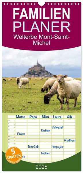 Produktbild: Familienplaner 2026 - Welterbe Mont-Saint-Michel mit 5 Spalten (Wandkalender, 21 x 45 cm) CALVENDO