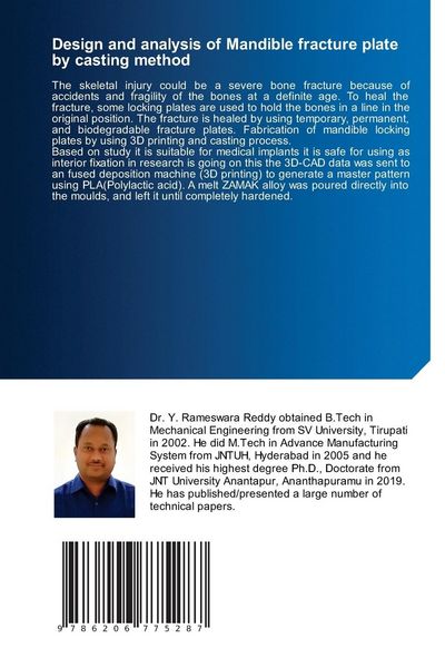 Produktbild: Design and analysis of Mandible fracture plate by casting method