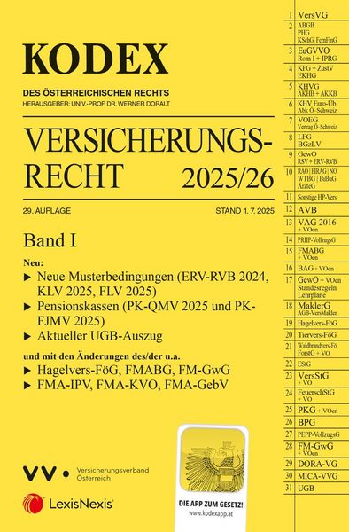 Produktbild: KODEX Versicherungsrecht Band I 2025/26 - inkl. App