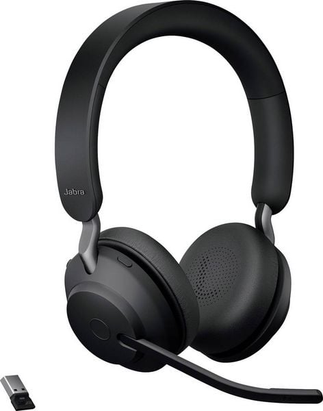 Produktbild: Jabra Evolve2 65 UC Telefon On Ear Headset Bluetooth&reg; Stereo Schwarz Noise Cancelling Lautst&auml;rkeregelung, Batterieladeanzeige, Mikrofon-Stummschalt