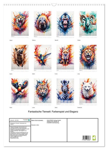 Produktbild: Fantastische Tierwelt: Farbenspiel und Eleganz (Wandkalender 2026 DIN A2 hoch), CALVENDO Monatskalender