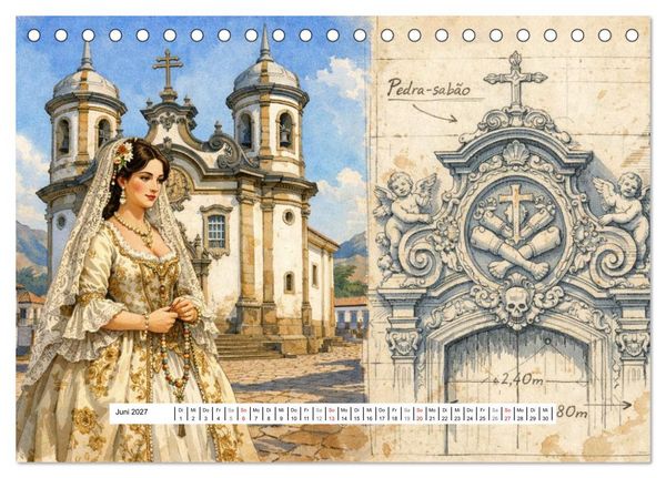 Produktbild: Rokoko Weltreise (Tischkalender 2027 DIN A5 quer), CALVENDO Monatskalender