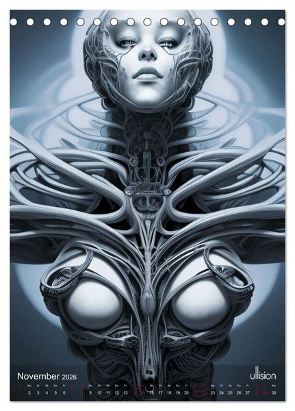 Produktbild: Biomechanic Portrait - Sch&ouml;nheit zwischen Mensch und Maschine (Tischkalender 2026 DIN A5 hoch), CALVENDO Monatskalender