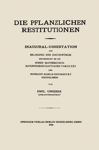 Produktbild: Die Pflanzlichen Restitutionen