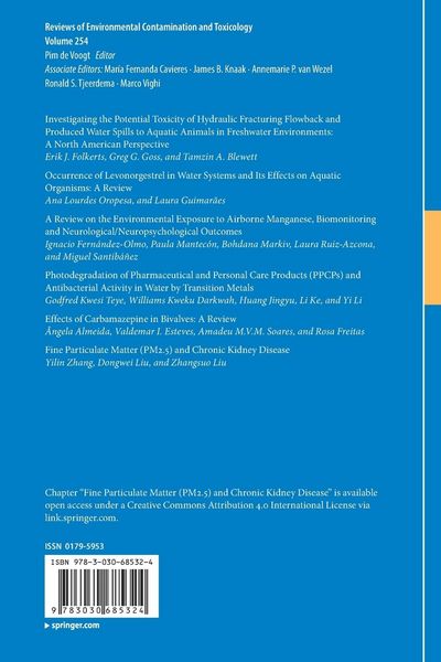Produktbild: Reviews of Environmental Contamination and Toxicology Volume 254