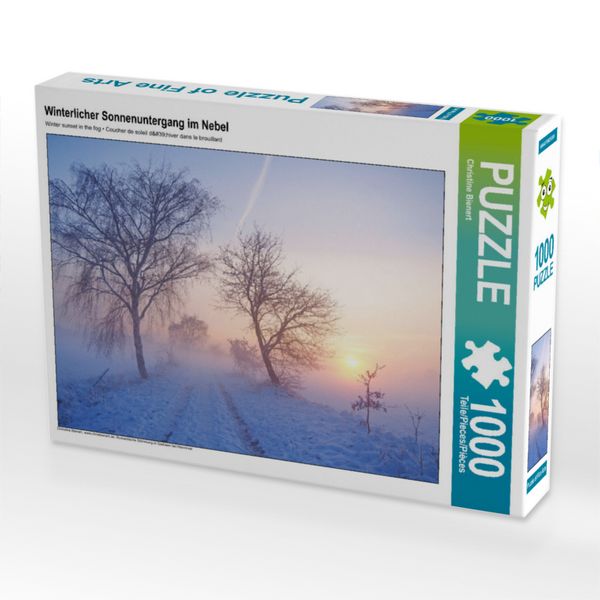 Produktbild: CALVENDO Puzzle Winterlicher Sonnenuntergang im Nebel | 1000 Teile Lege-Gr&ouml;&szlig;e 64x48cm Foto-Puzzle f&uuml;r gl&uuml;ckliche Stunden