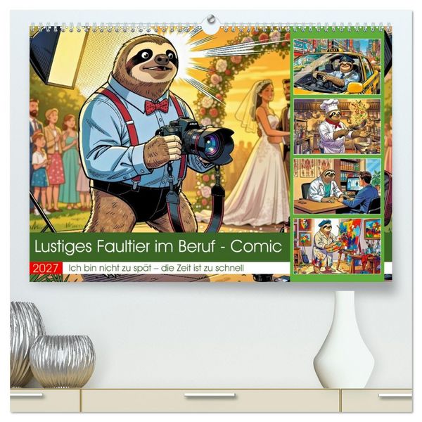 Produktbild: Lustiges Faultier im Beruf - Comic (hochwertiger Premium Wandkalender 2027 DIN A2 quer), Kunstdruck in Hochglanz