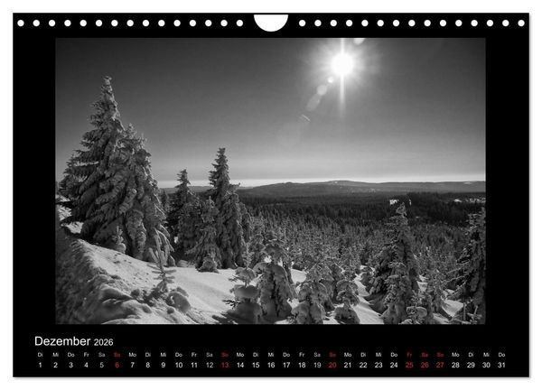 Produktbild: Harz-Bilder in monochrome (Wandkalender 2026 DIN A4 quer), CALVENDO Monatskalender