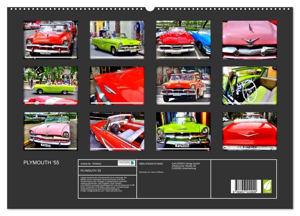 Produktbild: PLYMOUTH '55 (hochwertiger Premium Wandkalender 2026 DIN A2 quer), Kunstdruck in Hochglanz