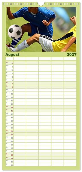 Produktbild: Familienplaner 2027 - Fu&szlig;ball - pure Leidenschaft mit 5 Spalten (Wandkalender, 21 x 45 cm) CALVENDO