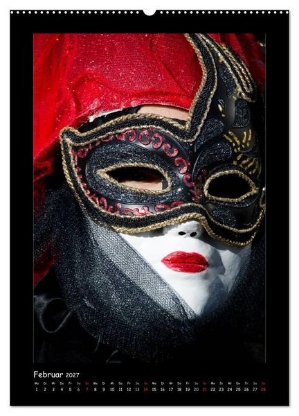 Produktbild: Venezianische Masken HALLia VENEZia Schw&auml;bisch Hall (hochwertiger Premium Wandkalender 2027 DIN A2 hoch), Kunstdruck in Hochglanz