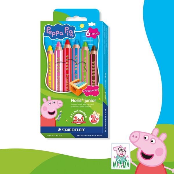 Produktbild: STAEDTLER Buntstift Noris junior Peppa Pig, 6er Set + Spitzer