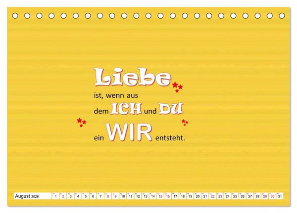 Produktbild: Zitate und Spr&uuml;che In Sachen LIEBE (Tischkalender 2026 DIN A5 quer), CALVENDO Monatskalender