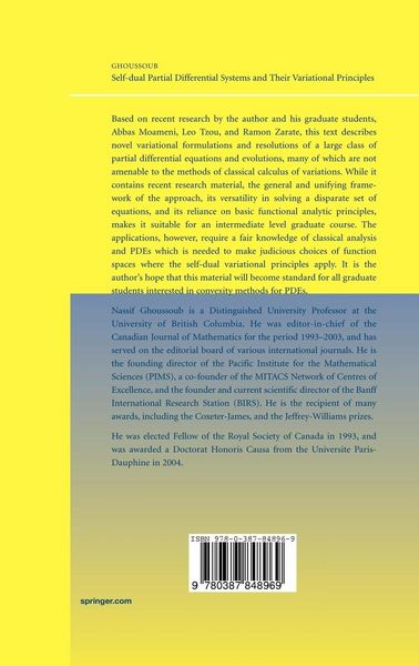 Produktbild: Self-dual Partial Differential Systems and Their Variational Principles