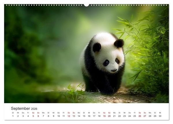 Produktbild: Schwarz auf Wei&szlig; - Der Panda-Kalender (Wandkalender 2026 DIN A2 quer), CALVENDO Monatskalender