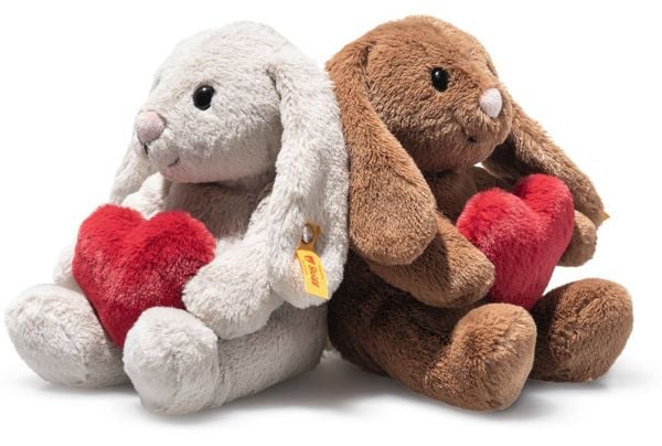 Produktbild: Steiff 081125 - Hoppie Hase Love, hellgrau/rot, mit Herz, Pl&uuml;sch, 16 cm