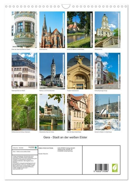 Produktbild: Gera - Stadt an der wei&szlig;en Elster (Wandkalender 2026 DIN A3 hoch), CALVENDO Monatskalender