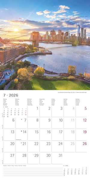 Produktbild: New York 2026 - Broschürenkalender 30x30 cm (30x60 geöffnet) - Kalender mit Platz für Notizen - Bildkalender - Wandplaner - Wandkalender