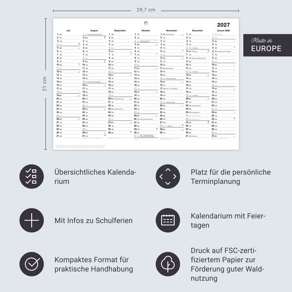 Produktbild: Black&White Tafelkalender A4 2027