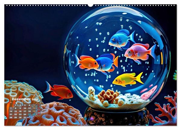 Produktbild: Aquarium in einer Glaskugel (hochwertiger Premium Wandkalender 2026 DIN A2 quer), Kunstdruck in Hochglanz