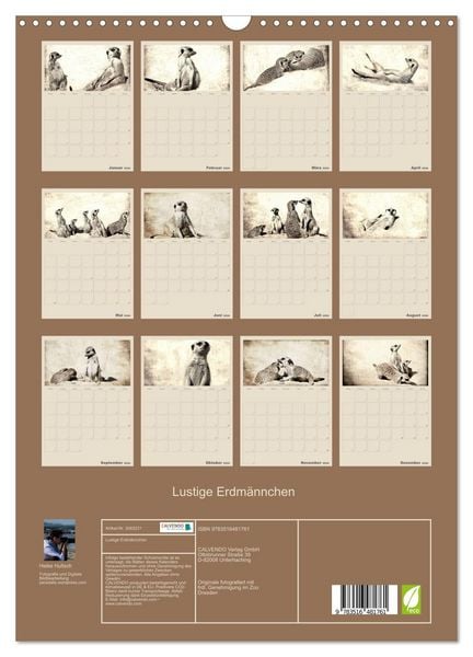 Produktbild: Lustige Erdm&auml;nnchen (Wandkalender 2026 DIN A3 hoch), CALVENDO Monatskalender