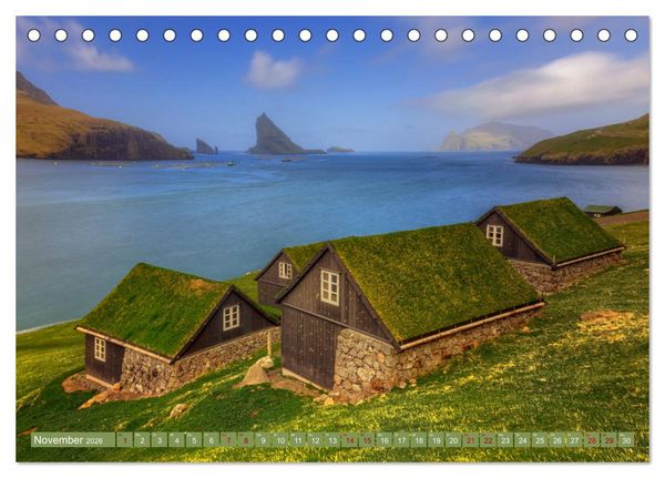 Produktbild: F&auml;r&ouml;er Inseln - Wo Schafe tanzen und die Natur im Winde fliegt (Tischkalender 2026 DIN A5 quer), CALVENDO Monatskalender