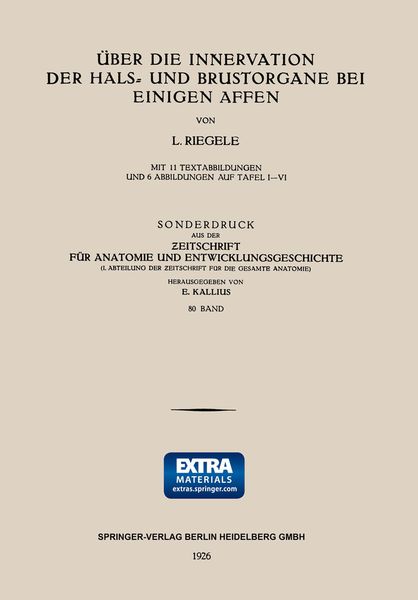 Produktbild: &Uuml;ber die Innervation der Hals- und Brustorgane bei Einigen Affen