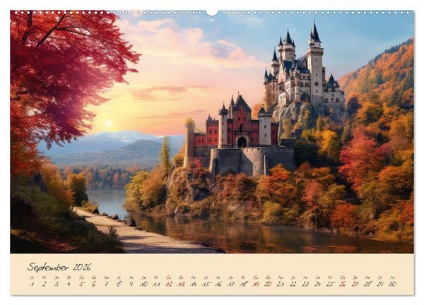 Produktbild: Jahreszeiten im Mittelalter (hochwertiger Premium Wandkalender 2026 DIN A2 quer), Kunstdruck in Hochglanz