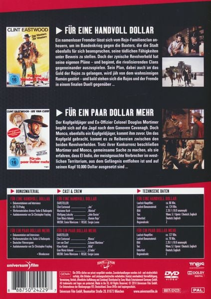 Produktbild: F&uuml;r eine Handvoll Dollar/F&uuml;r ein paar Dollar mehr [2 DVDs]