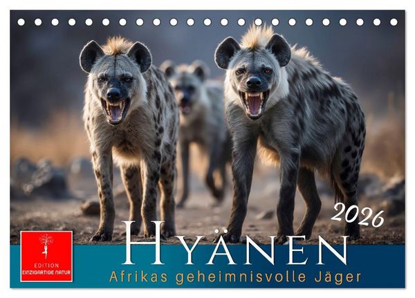 Produktbild: Hy&auml;nen - Afrikas geheimnisvolle J&auml;ger (Tischkalender 2026 DIN A5 quer), CALVENDO Monatskalender