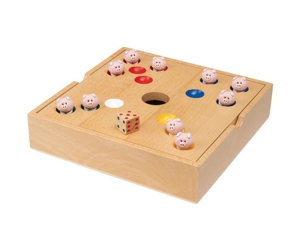 Produktbild: Philos 6342 - Schweinchen in der Grube, Holzbox, Buche, W&uuml;rfelspiel